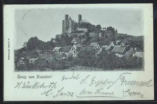 AK Hanstein, Teilansicht mit Ruine