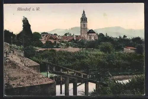 AK Allendorf a. W., Teilansicht mit Kirche