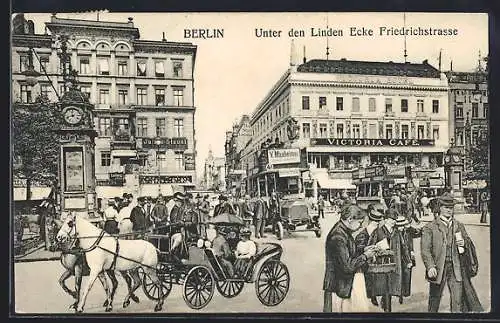 AK Berlin, Unter den Linden mit Victoria Café