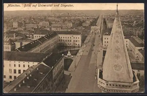 AK München-Au, Blick auf Universität und Siegestor