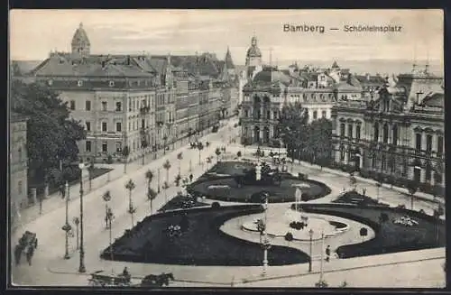 AK Bamberg, Schönleinsplatz aus der Vogelschau