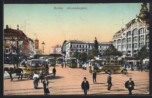 AK Berlin, Alexanderplatz mit Strassenbahn