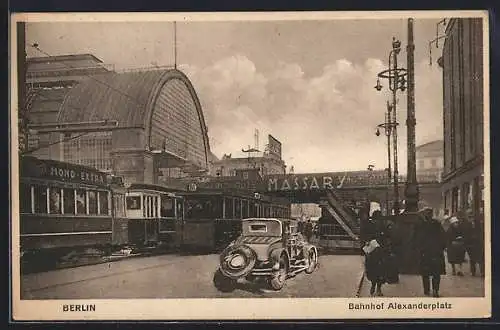 AK Berlin, Bahnhof Alexanderplatz mit Strassenbahn