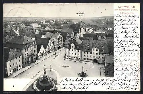 AK Schwabach, Totalansicht vom Stadtkirchturm aus