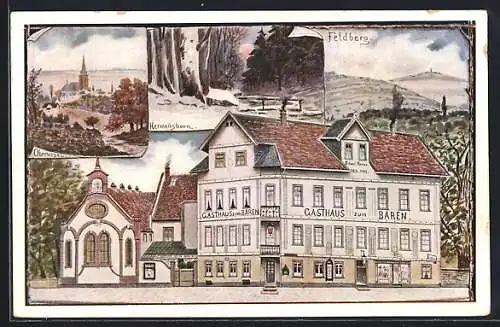 AK Oberursel, Gasthaus zum Bären, Bes. Carl Röder, Feldberg, Hermansborn