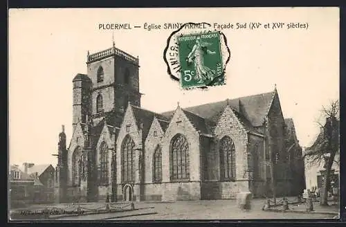 AK Ploërmel, Église Saint-Armel, Facade Sud, XVe et XVIe siècles