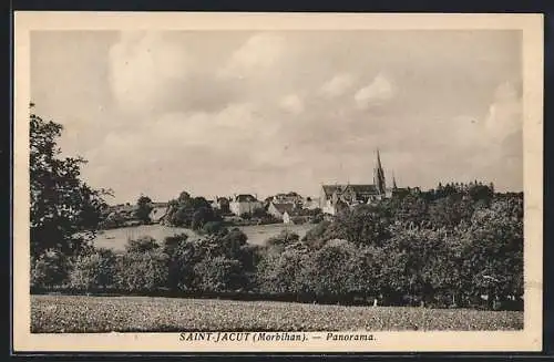 AK Saint-Jacut, Panorama du village et de l`église entourée de nature verdoyante