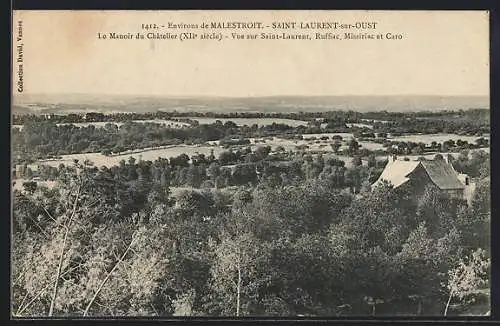 AK Saint-Laurent-sur-Oust, Le Manoir du Châtelier, XIIIe siècle, et vue panoramique environnante