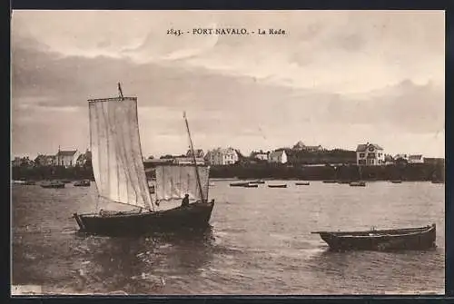 AK Port-Navalo, La Rade avec voilier et barque