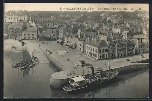 AK Le Palais, Vue générale avec port et bateaux