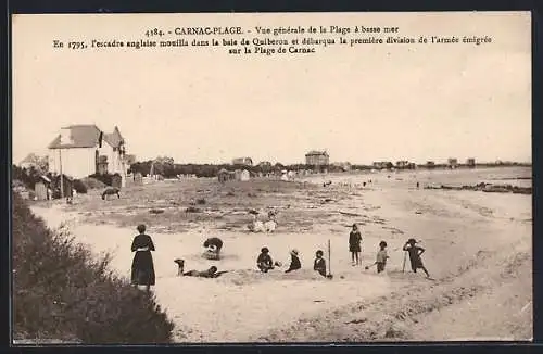 AK Carnac-Plage, Vue générale de la plage à basse mer