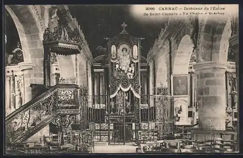 AK Carnac, Intérieur de l`Église de Saint-Cornély, La Chaire à Prêcher