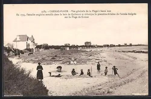 AK Carnac-Plage, Vue générale de la Plage à basse mer