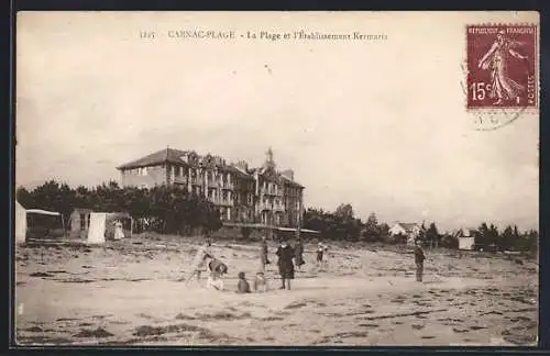 AK Carnac-Plage, La Plage et l`Établissement Kermaria