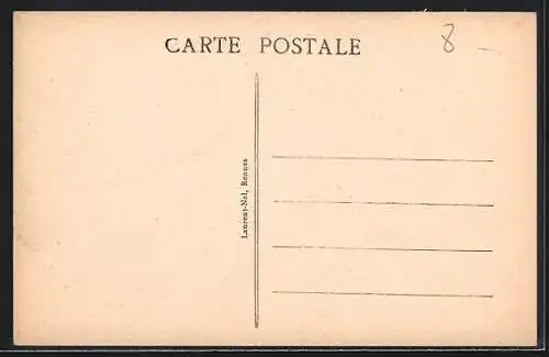 AK Carnac, L`église dédiée à Saint Cornély avec son clocher et une voiture ancienne devant