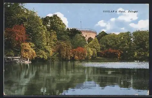 AK Goslar a. H., Zwinger, vom Wasser gesehen