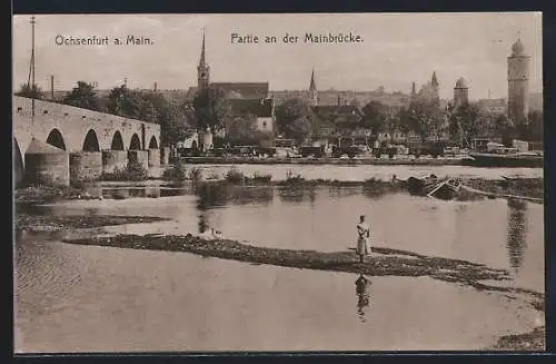 AK Ochsenfurt a. Main, Partie an der Mainbrücke