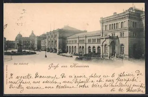 AK Hannover, Bahnhof mit Vorplatz