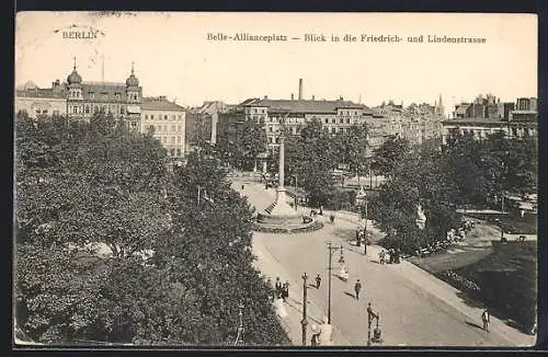 AK Berlin-Kreuzberg, Belle-Allianceplatz mit Blick in Friedrich-u. Lindenstrasse aus der Vogelschau