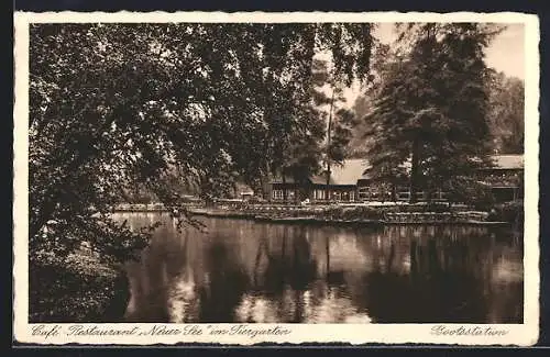 AK Berlin-Tiergarten, Cafe-Restaurant Neuer See U. Röhl, Ansicht vom See aus