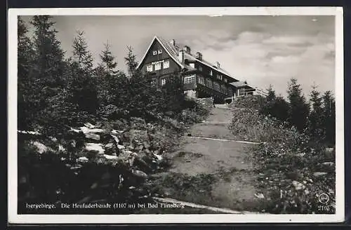 AK Heufuderbaude, Berghütte bei Bad Flinsberg, Isergebirge