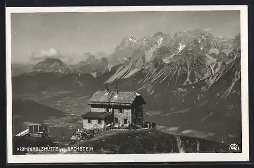 AK Krummholzhütte, Berghütte gegen Dachstein