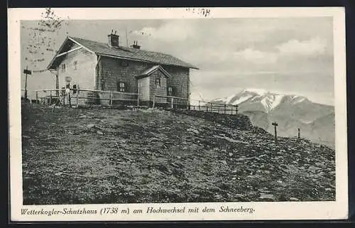 AK Wetterkogler-Schutzhaus, Berghütte am Hochwechsel mit dem Schneeberg