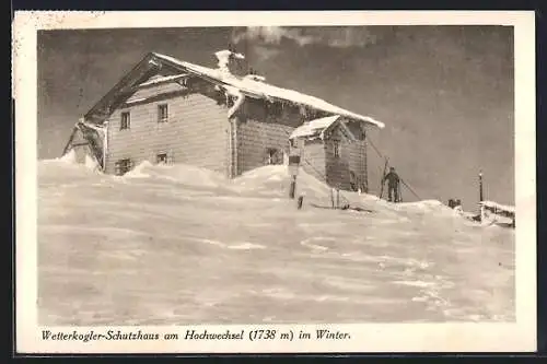 AK Wetterkogler-Schutzhaus, Berghütte am Hochwechsel im Winter