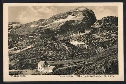 AK Tilisuna-Hütte /Vorarlberg, Ansicht mit Weissplatte