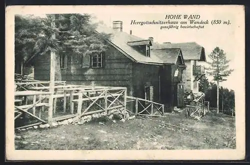 AK Herrgottschnitzerhaus am Wandeck, Ansicht mit Gästen auf der Terrasse