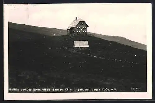 AK Wolfsbergerhütte, Ansicht mit der Saualpe