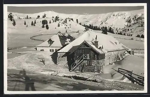 AK Seetalhütte, Ansicht im tiefen Schnee