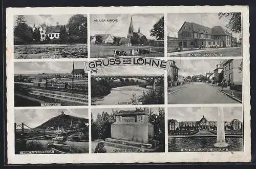 AK Löhne, Haus Beck, Bahnhof, Krieger-Ehrenmal, Porta Westfalica, Kurhaus in Bad Oeynhausen