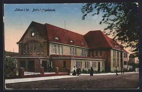 AK Löhne i. W., Partie am Bahnhofsgebäude