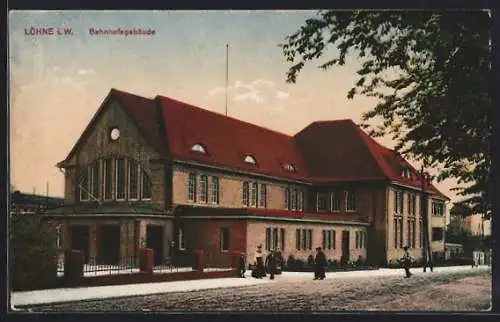 AK Löhne i. W., Blick auf das Bahnhofsgebäude