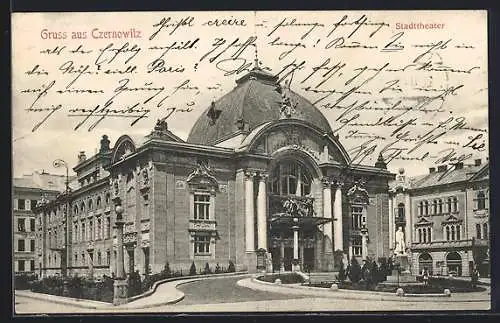 AK Czernowitz, Stadttheater im Sonnenschein