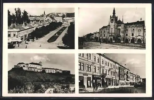 AK Munkacs, Rathaus und Marktplatz und weitere Ansichten