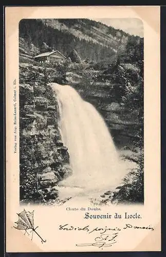 AK Souvenir du Locle, Chute du Doubs, Wasserfall