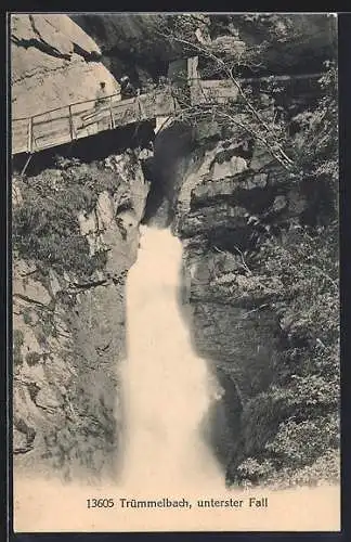 AK Trümmelbach, unterster Wasserfall