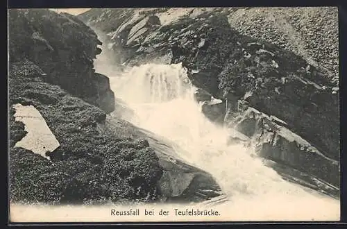 AK Blick auf den Reussfall bei der Teufelsbrücke