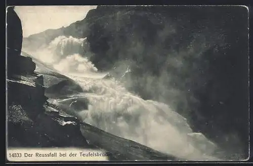 AK Reussfall bei der Teufelsbrücke, Wasserfall