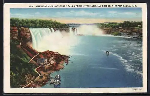 AK American and Horseshoe Falls from International Bridge, Niagara Falls