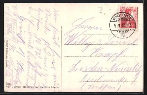 AK Rheinfall, Wasserfall mit Schloss Laufen