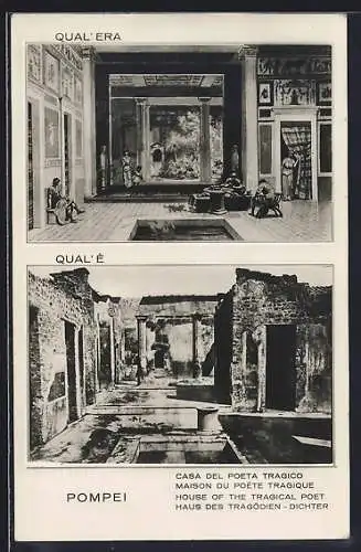 AK Pompei, Qual'era, Qual'e, Casa del Poeta Tragico, Haus d. Tragödien-Dichter, Ausgrabung