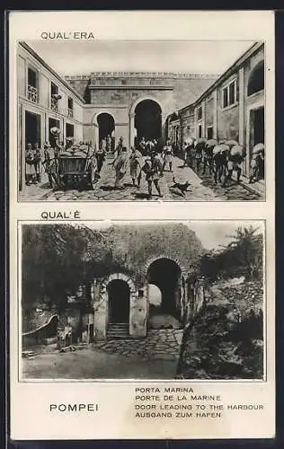 AK Pompei, Qual'era, Qual'e, Porta Marina, Ausgang zum Hafen, Ausgrabung