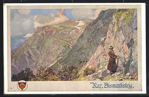 AK Deutscher Schulverein Nr. 520: Bergsteiger auf dem Bismarcksteig