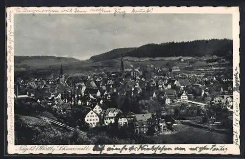 AK Nagold /Württbg. Schwarzwald, Teilansicht mit Kirche