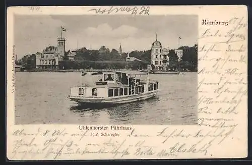 AK Hamburg, Cafe Uhlenhorster Fährhaus mit Boot