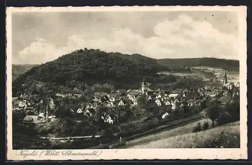 AK Nagold /Württ. Schwarzwald, Teilansicht mit Kirche