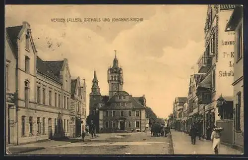 AK Verden /Aller, Rathaus und Johannis-Kirche